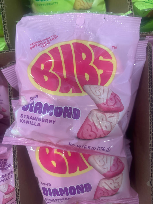 Bubs Sour Strawberry Vanilla Swedish Candy