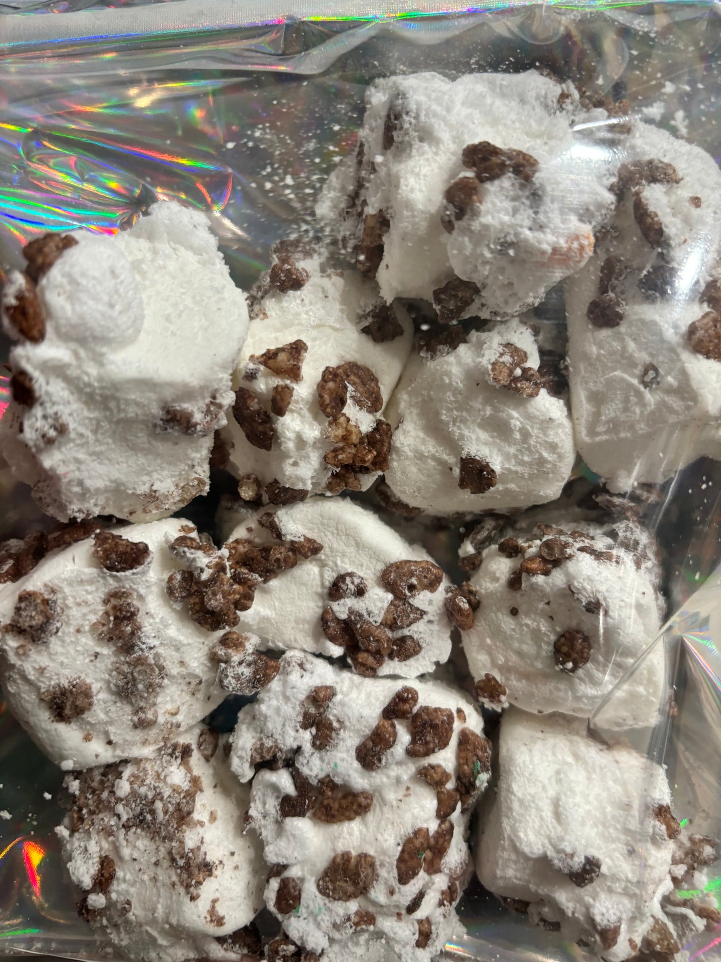 Freeze-Dried Marshmallows rolled in Coco pebbles