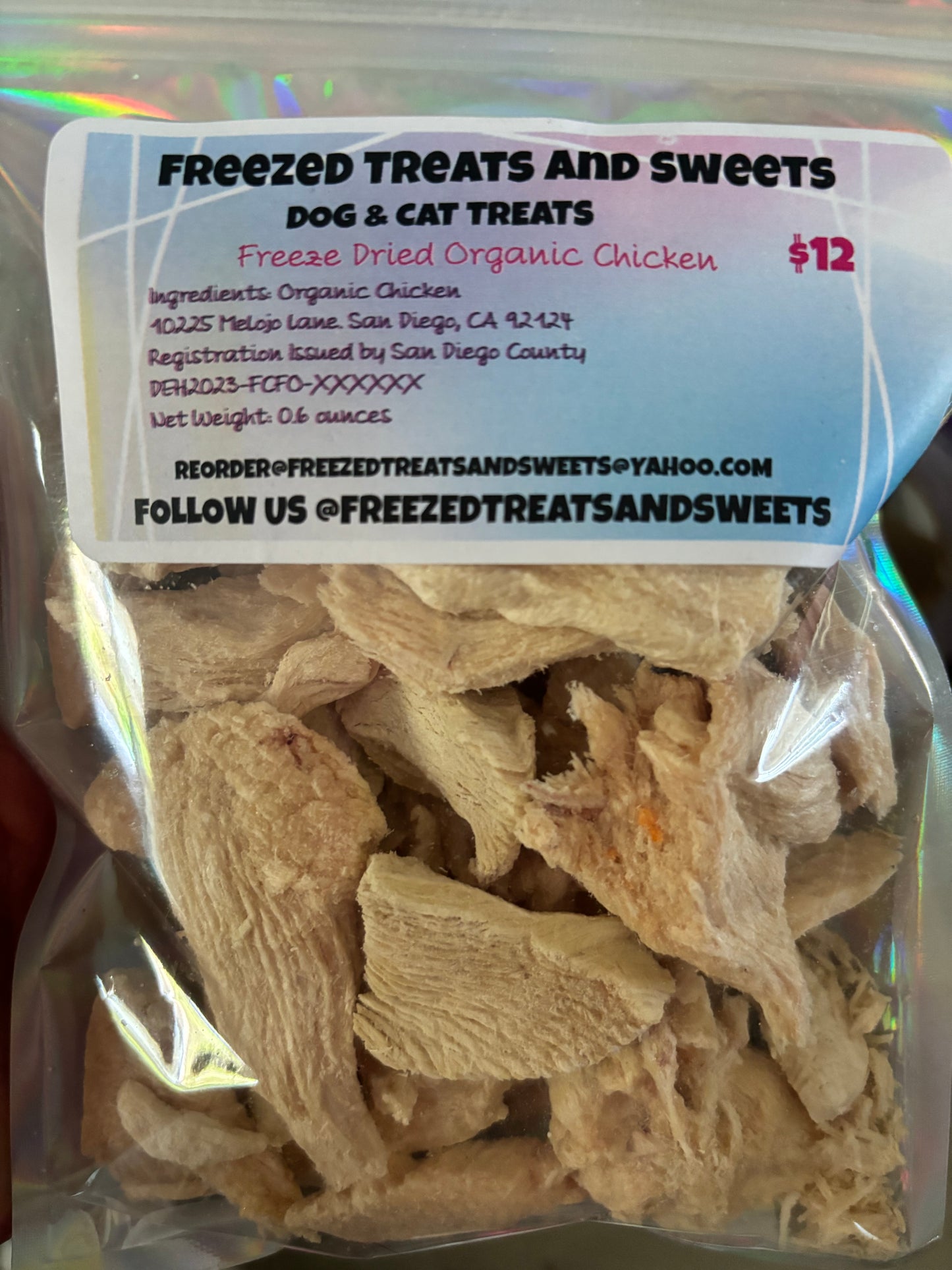 Freeze-Dried Organic Chicken Dog or Cat Treats