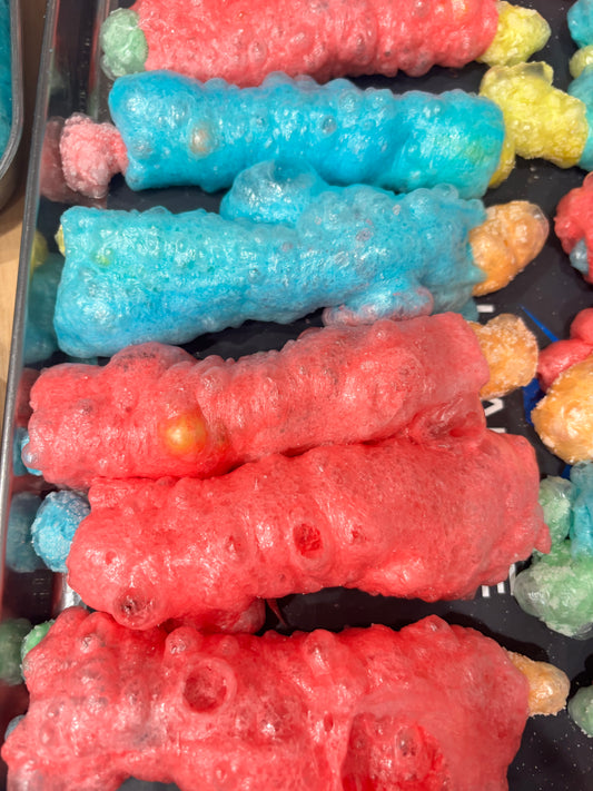 Freeze Dried SOUR Fruit Rollups with Sour Worms Inside